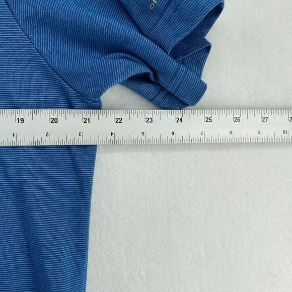 Columbia T-Shirt Men's Sz M Blue Striped Crew Neck Printed Logo Short Sleeves - Picture 3 of 12